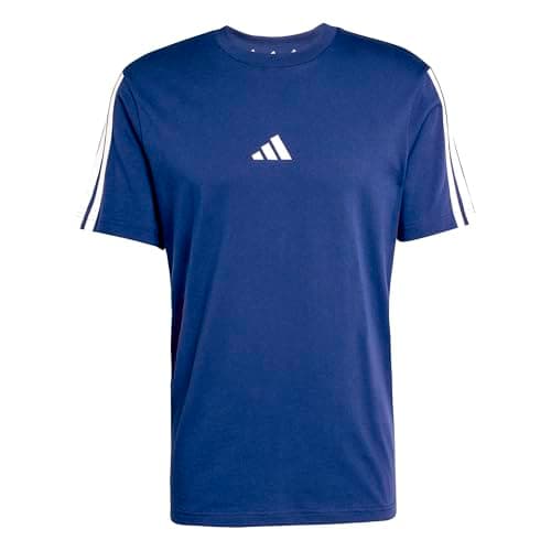 Image of adidas Men's Essentials Three Stripes Single Jersey TEE, Dark Blue/White, M