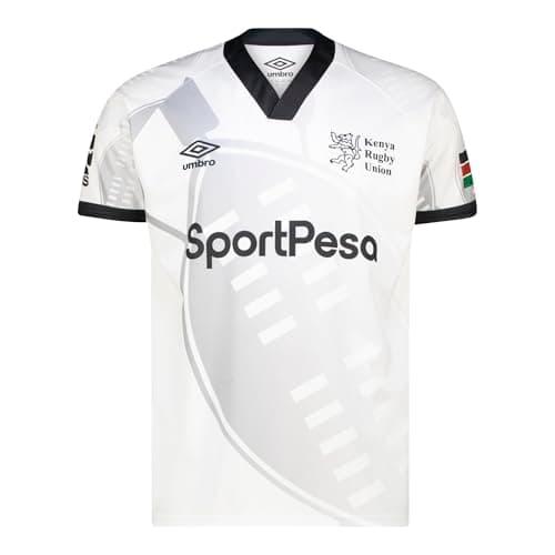 Image of Umbro Men's 25/26 Kenya 7's Rugby Jersey, White/Black - Away, 3XL