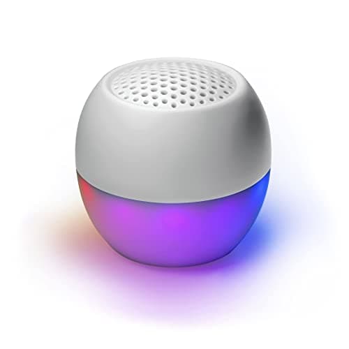 Image of Boompods Soundlfare Mini Bluetooth Speaker with Syncing Light Show - Portable IPX6 Waterproof Shower Speaker, 5 Hr Playtime, Made from Ocean-Bound Plastic, Wireless Music & Selfie Control, White