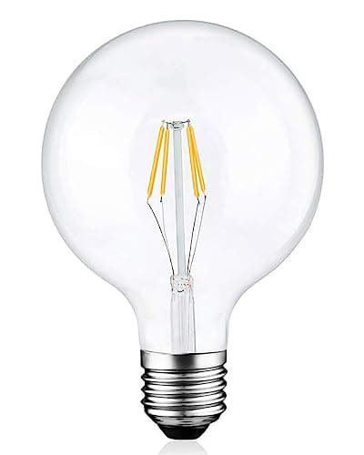 Image of Bonlux G125 Vintage Large Globe Bulb, 4W Dimmable E27 LED Globe Bulb Warm White 2700K, E27 ES Edison Screw Filament Lamp,40W Halogen Replacement, Clear Glass Decorative Light, 1-Pack