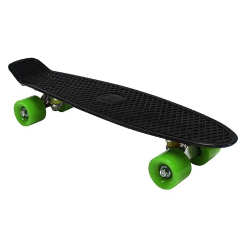 Image of CHARLES BENTLEY 22 Inch Beginner Skateboard For Kids, Teenagers, And Adults, Retro, Plastic, For Street, Park, Penny Board Cruiser, Multiple Colours, High Performance, 1.9kg, In Black (57.5x14.5x10cm)