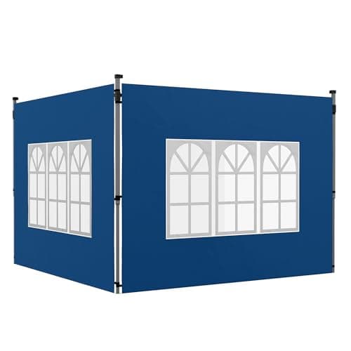 Image of Outsunny Gazebo Side Panels with Window for 3x3(m) Pop Up Gazebo, 2 Pack Sides Replacement, Blue