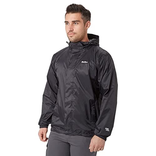 Image of Peter Storm Men's Packable Waterproof Jacket with 2 Zipped Hand Pockets and Adjustable Hood, Pac A Mac, Rain Coat, Cagoule (UK, Alpha, M, Regular, Regular, Black)