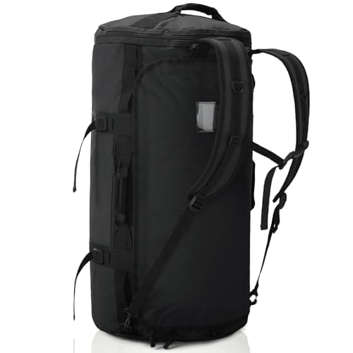 Image of Haimont Large Duffle Backpack Bag for Men, Long Travel Duffel with Backpack Straps, Heavy Duty Back Packs with Shoes Compartment, Water-resistant, 90L, Black