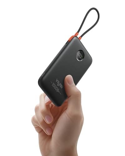 Image of VIYISI 10000 mAh Power Bank Slim QC 22.5W Max Small Portable Charger Fast Charging with Built-in Type-C Cable PD 20W Compatible with iPhone 17 16 15 Samsung Type-C Phones - Black