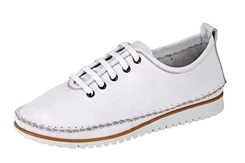 Image of Mod Comfys Womens 5 Eye Softie Leather Shoes - White - 6 UK