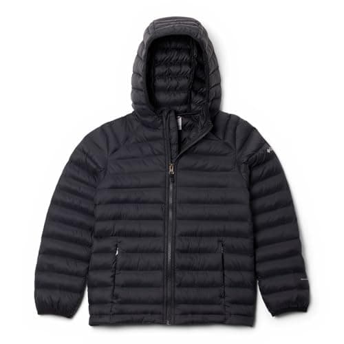 Image of Columbia Youth Powder Pass Hooded Jacket, Hooded Puffer Jacket, Black, Large