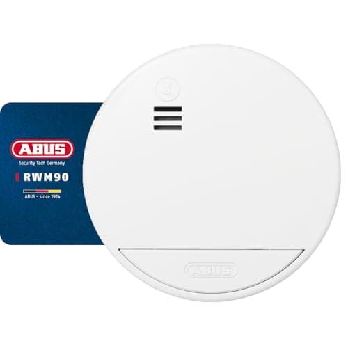 Image of ABUS smoke detector RWM90, with replaceable 5-year battery, DIN EN14604, suitable for living areas, 85 dB alarm volume, white [Energy Class B]