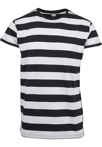 Image of Urban Classics Men's Block Stripe Tee T Shirt, Multi-coloured (Black/White 00050), S UK