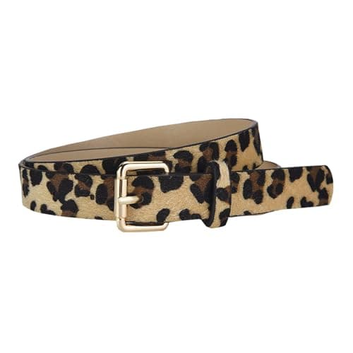 Image of NiceYnn Women’s Skinny PU Snake Belt Retro Leather Punk Rock Leopard Belts for Jeans Dress Pants with Gold Square Pin Buckle Halloween Costume Brown