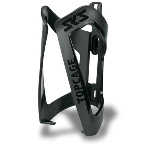 Image of SKS GERMANY TOPCAGE BLACK bottle cage for bikes (bike bottle cage made of high-strength as well as lightweight plastic, adjustable stop, variable catch hooks for secure locking).
