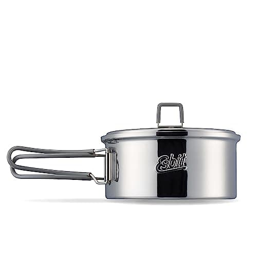 Image of Esbit Outdoor Cooking Pot 1100 ml – Camping Pot Made of High-Quality Stainless Steel – Includes Lid with Practical Hanger