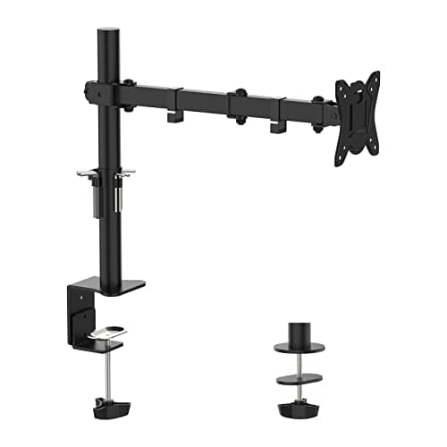 Image of GRIFEMA Single Monitor Arm Desk Mount for 13" to 32" Screens, 2 Mouting Options with Tilt Swivel Rotation, Max. Load 10kg, VESA 75x75 100x100 GB2001-1,Black/White