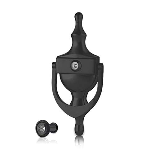 Image of XFORT® Victorian Urn Door Knocker with Viewer - Elegant Black Front Door Furniture
