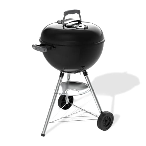 Image of Weber Bar-B-Kettle Charcoal Barbecue, 47 cm Cooking Surface, Porcelain-Enamelled Lid and Kettle, Thermometer, Ash Tray, Tripod Stand with Wheels, Black-Silver (1502055)