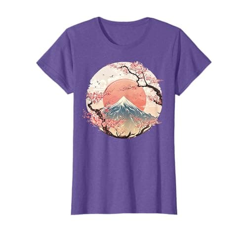 Image of Japanese Sakura Garden Geisha Mount Fuji Cherry Blossom T-Shirt