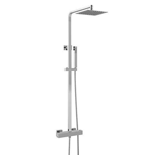 Image of Hudson Reed A3531 Modern Bathroom Square Brass Thermostatic Bar Valve and Shower Kit with Single Function Handset, 950mm, Chrome