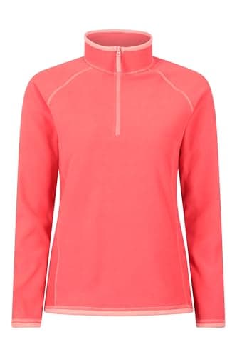 Image of Mountain Warehouse Montana Womens Microfleece - Breathable Ladies Sweater, Quick Drying Pullover, Warm Fleece Jacket, Half Zip - Spring Summer, Travelling Bright Pink Women's Size 12