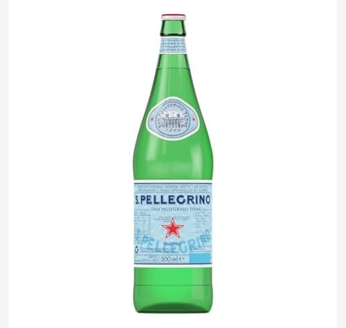 Image of 500ml Glass San Pellegrino Sparkling Mineral Water x6 Glass Bottles.