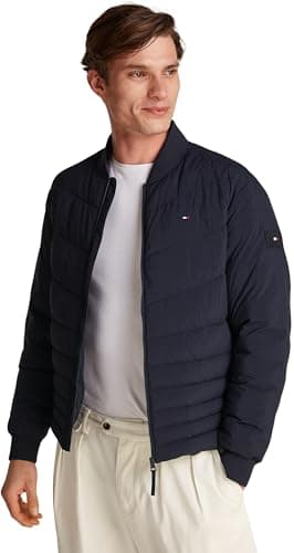 Image of Tommy Hilfiger Men’s Mix Quilt Padded Bomber Jacket, Blue (Desert Sky), XXL