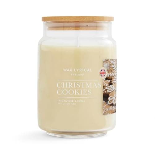 Image of Wax Lyrical England Christmas Cookies Large Candle, Up to 100 Hour Burn Time, Ivory
