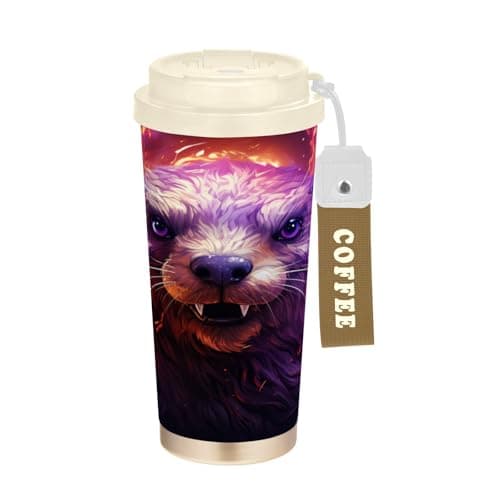 Image of LINNIKEEEE Fancy Purple Beaver Coffee Tumbler Stainless Steel Water Bottles Vacuum Insulated Travel Mug(500ml)