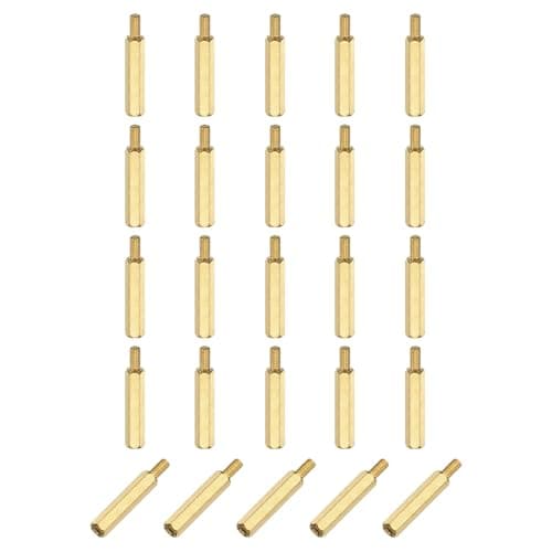 Image of sourcing map 25Pcs Male to Female Thread Spacer Screws, M3 x 20mm + 6mm Brass Hex Standoff Screws PCB Motherboard for Drone Quadcopter, Computer and Circuit Board