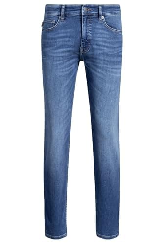 Image of BOSS Mens Delaware BO Delaware Slim-fit Jeans in Blue Soft-Motion Denim