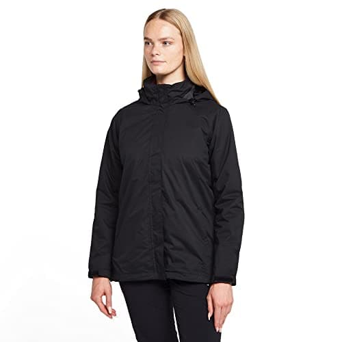 Image of Peter Storm Women's Downpour 3-in-1 Jacket with Removable Fleece Midlayer & Adjustable Hood, Waterproof, Breathable & Warm Raincoat (UK, Numeric, 12, Regular, Regular, Black)
