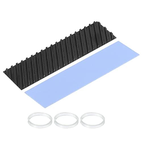 Image of sourcing map Copper Heatsink Coated Graphene 70x20x1.5mm with Thermal Pad and Rubber Ring for M.2 SSD PC, Laptop Cooler 1 Set