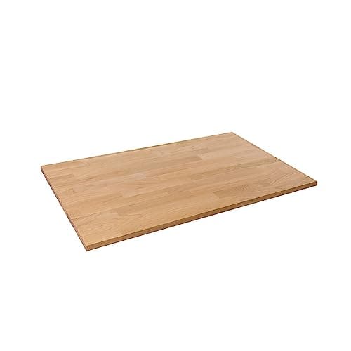 Image of domli Solid Wood Oak Office Desk Top | 1200mm x 600mm x 27mm | Premium European Wooden Rectangular Tabletop | Timber Worksurface Large Tabletop Worktop Desktop Countertop