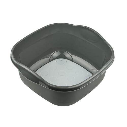Image of Addis Twin Material Washing Up Bowl – 8.5 litre Durable Plastic with Soft-Touch Rubber Base & Rim – Non-Slip, Stylish Graphite & Grey – Ideal for Kitchen Sink & Utility Use