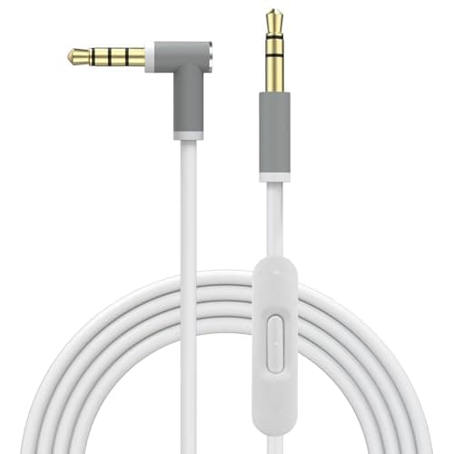 Image of Toxaoii Replacement Audio Cable Cord Wire with in-line Microphone and Control Compatible with Beats Solo 2/Solo 3/Studio 3/Pro/Detox/Wireless/Mixr/Executive/Pill Headphones (White)
