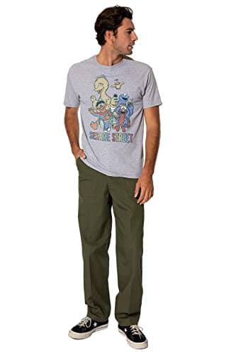 Image of Cotton Soul Sesame Street Colourful Group Unisex T Shirt, Grey Heather, Large