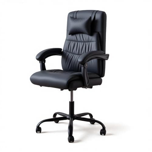 Image of Panana Executive Office Chair, Ergonomic Conference Work Chair Padded Recline Computer PC Swivel Desk Chair with Adjustable Task Gas lift, Pu leather (Black)