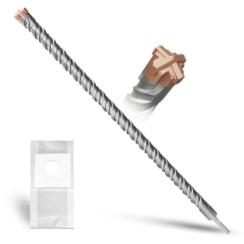 Image of METOTY SDS Plus Hammer Drill Bit 25mm×600mm, with 4 Carbide Cutting Edges, Head with Coating, Masonry Drill, Hammer Drill, Concrete Drill, for Stone, Concrete, Natural Stone, Brick Wall
