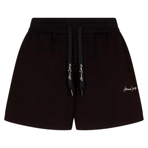 Image of Armani Exchange Lace-up Side Signed Logo Bermuda Shorts, Black/Gold, XS Women's, Black/Gold, XS