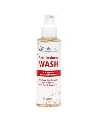 Image of Grahams Natural Anti-Redness Face Wash for Rosacea – Gentle Facial Cleanser to Soothe and Calm Redness-Prone Skin With Green Tea, Aloe Vera and Cucumber - For Sensitive Skin, 125ml