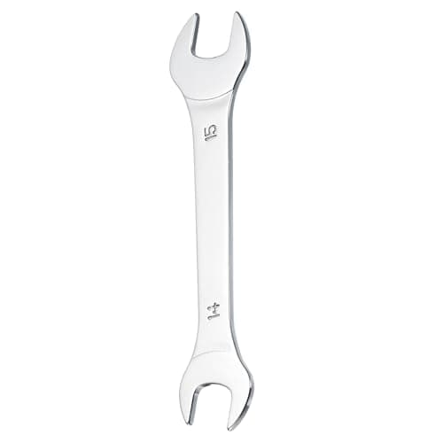 Image of sourcing map Super Thin Open End spanners Metric, 14mm x 15mm, Slim Chrome-Vanadium Steel Wrench Tool for Tight Spaces Repair