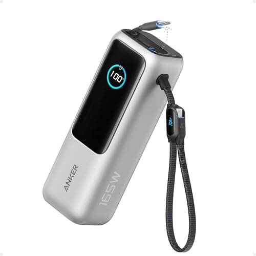 Image of Anker Laptop Power Bank, 25,000mAh Portable Charger with Triple 100W USB-C Ports, Built-in Retractable Cables, Flight-Approved for Travel, iPhone 17/16 Series, Samsung, and More