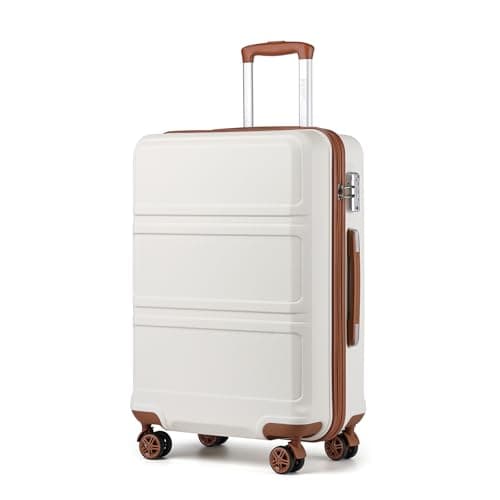 Image of Kono Large Suitcase 28 Inch Luggage Lightweight ABS+PC Hard Shell Trolley Travel Case with TSA Combination Lock and 4 Spinner Wheels (28", Cream White)