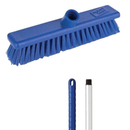 Image of Robert Scott Soft Washable Broom Head 30cm and 125cm Hygiene Handle for Indoor and Outdoor Sweeping (Blue)