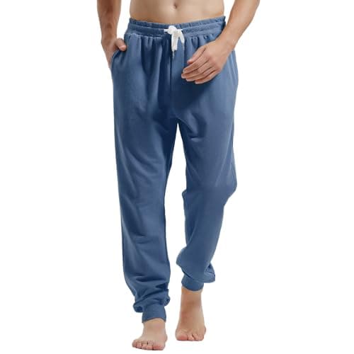 Image of Amy Coulee Mens Joggers Bottoms Cotton Running Tracksuit Bottoms Cuffed Sweatpants Casual Gym Trousers with Pockets Drawstring (Prussian Blue, M)