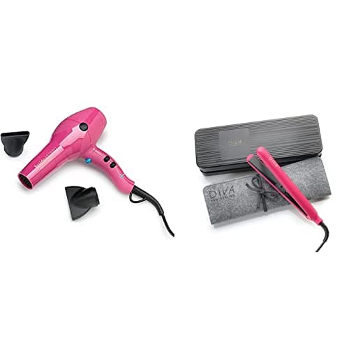 Image of Diva Pro Styling Rapida 4000 Pro Dryer Magenta - 2200W Professional Hairdryer with Ionic Conditioning Pro110 & Digital Straightener and Styler Onyx