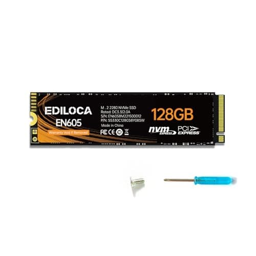 Image of Ediloca EN605 128GB M.2 SSD, NVMe1.3 PCIe Gen3 x4 SSD Internal Hard Drive, M.2 2280 - Read/Write Speed up to 1130/400 MB/s - Internal SSD Compatible with Laptop & PC Desktop