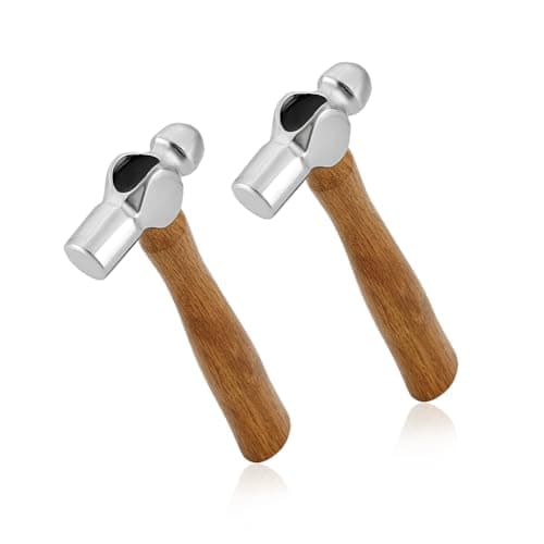 Image of PH PandaHall 2pcs Mini Ball Peen Hammer 4oz Carbon Steel Dual Sided Metal Hammers with Wooden Handle for Household Workshop Metal Forming Repairing Stamping, 6.2 inch