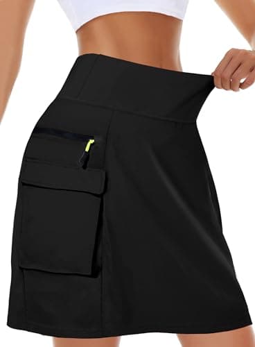Image of Kimmery Women's Quick Dry Cargo Skirt with 5 Pockets High Waisted Golf Skirts for Casual Hiking, Black, 3XL