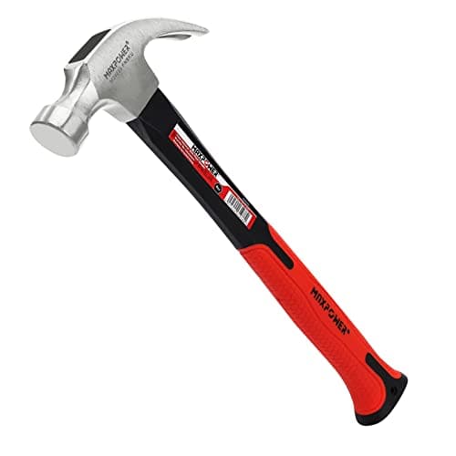 Image of MAXPOWER Claw Hammer 8Oz, Curved Rip Framing with Polished Carbon Steel Head & Fiberglass Handle with Rubber Grip