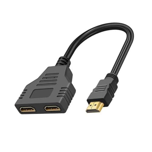 Image of HDMI Double Adapter Splitter , 1x IN to 2x OUT , Seamless HDMI Splitter for Twin Monitor Setup , 1080p High-Definition Output , Premium Quality HDMI Male to Dual Female Connector , Amplify Your Visual