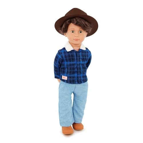 Image of Our Generation – 18-Inch Boy Doll – Lifelike Hazel Eyes & Wavy Brown Hair – Western Style Outfit & Country Hat – Pretend Play 3+ Years – Dustin